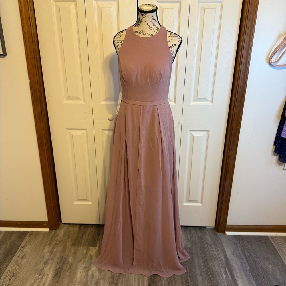 Azazie Pink‎ Pleated Halter Gown for Prom